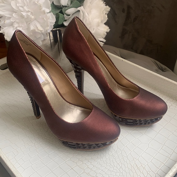 RACHEL Rachel Roy Burgundy Prism Design Platform Heels NWOT or BOX | Size: 7 - Picture 3 of 16